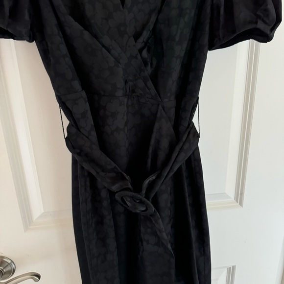 Sachin & Babi Black Puff Sleeve Ruffle Front Belted Rylee Midi Dress | 6 - Picture 5 of 9